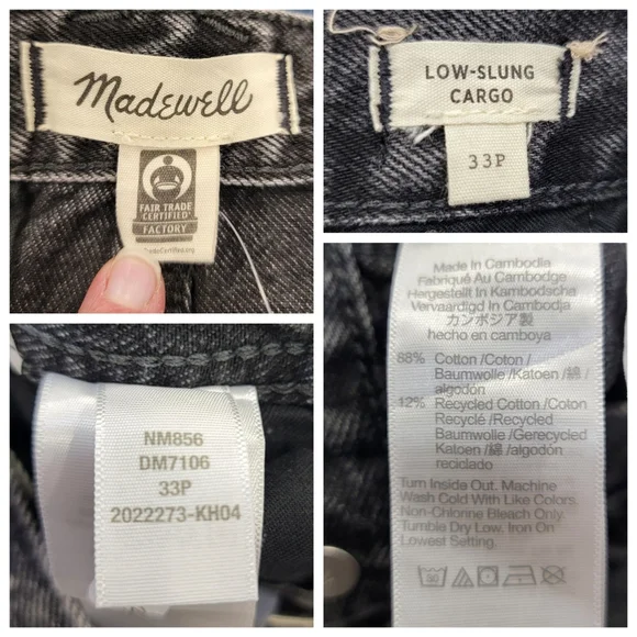 Madewell Low-Slung Straight Cargo Jeans Faded Black Baggy Slouchy Women’s W33P - Picture 15 of 17
